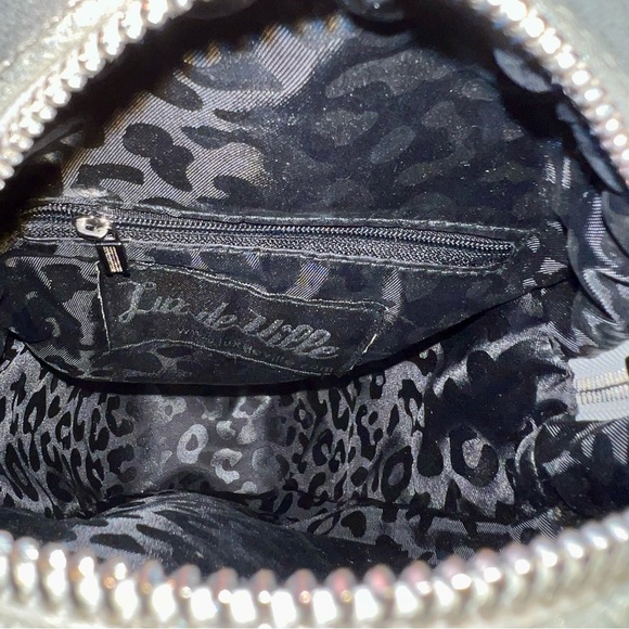 Lux de Ville Elvira Matte Black and Silver Sparkle Coffin Backpack - Picture 12 of 14